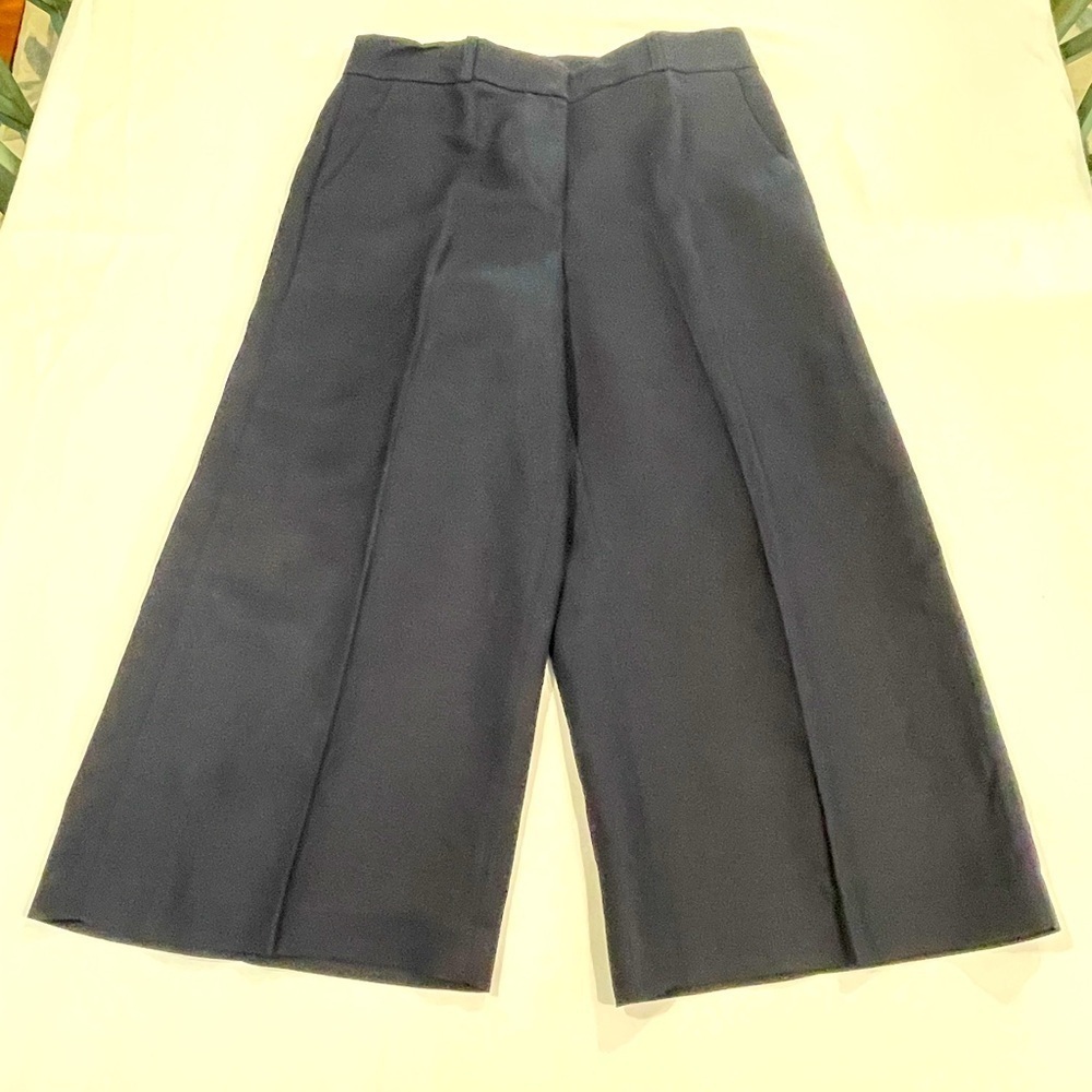 LOFT | Women’s Linen Blend Wide Leg Crop Pants | Navy | 6 - Picture 2 of 9